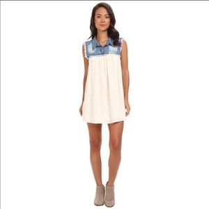 Billabong fringe denim babydoll dress -L